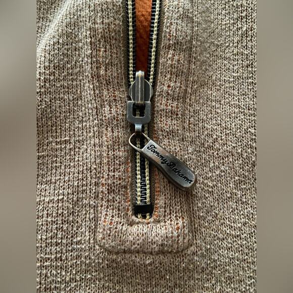 TOMMY BAHAMA Reversible Tan/Orange 1/4 Zip Cotton Pullover Sweater sz XLarge - Picture 7 of 15